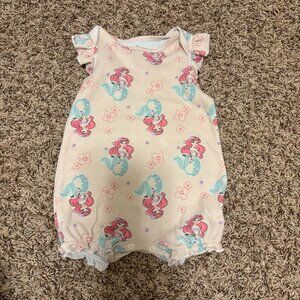 Disney Baby The Little Mermaid Romper 12 Months Pink Ariel Graphic Ruffle Sleeve